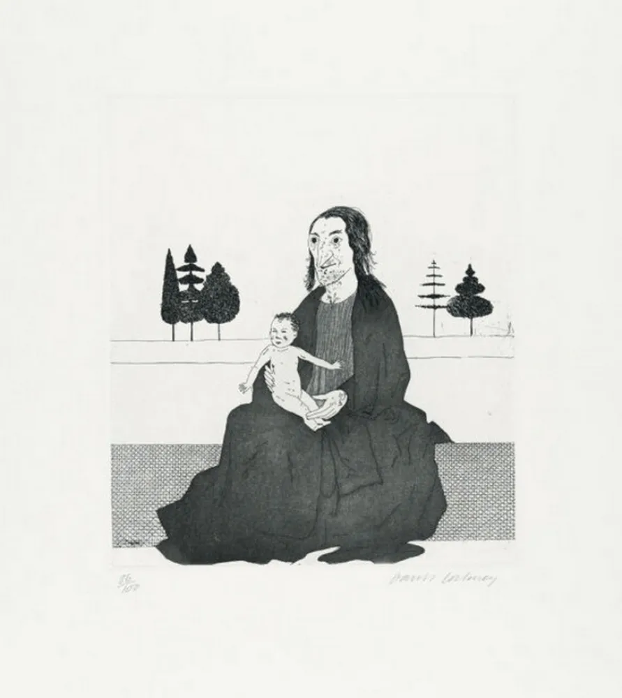 Gravura Hockney - The enchantress with the baby (1969)
