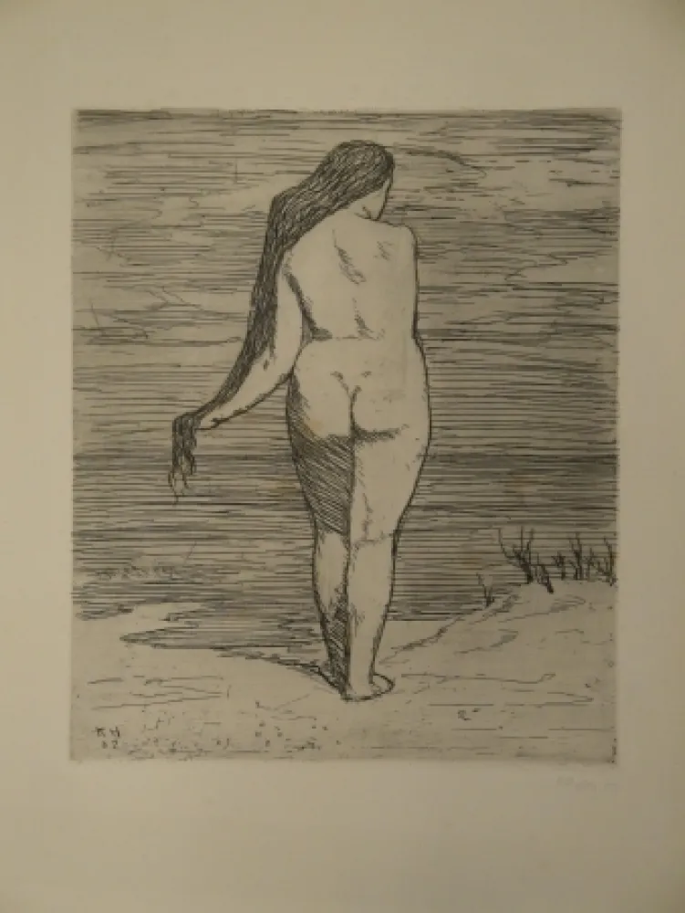 Água-Forte Hofer - Stehendes Weib am Meer