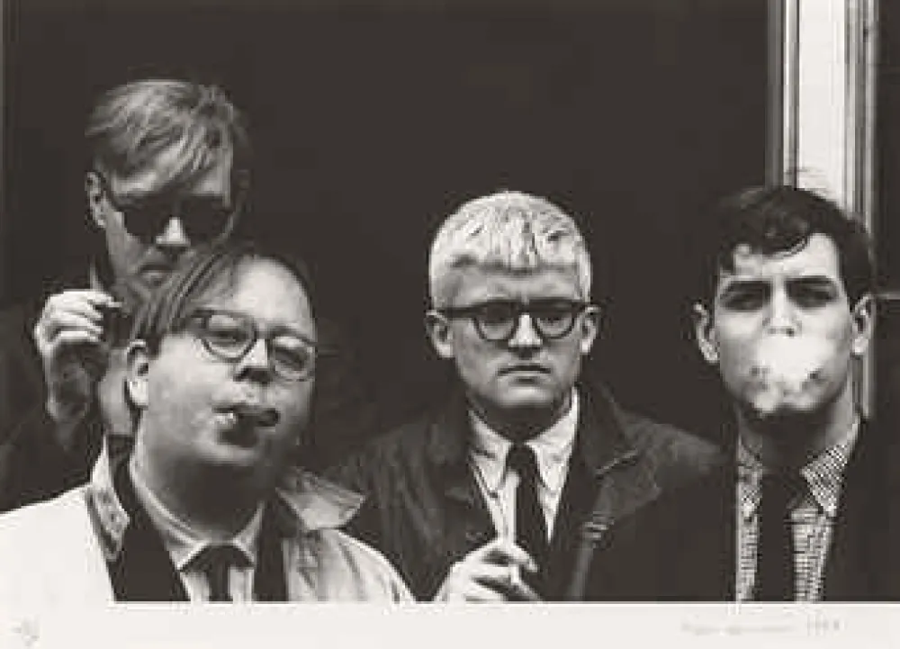 Fotografia Hopper - Andy Warhol, Henry Geldzahler, David Hockney and Jeff Goodman