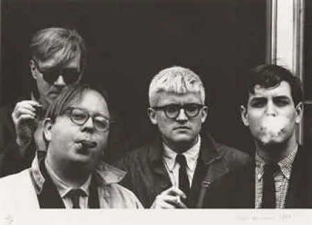 Fotografia Hopper - Andy Warhol, Henry Geldzahler, David Hockney and Jeff Goodman