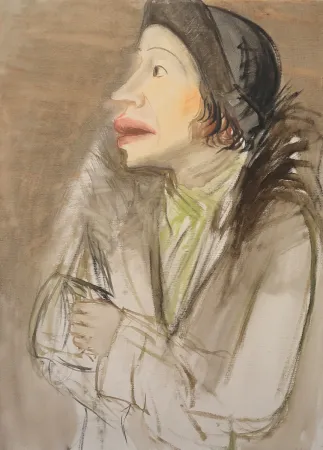 Sem Técnica Hubbuch - Lissy im Pelzmantel mit Hut