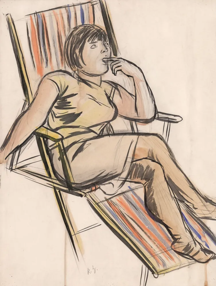 Sem Técnica Hubbuch - Marianne im Liegestuhl