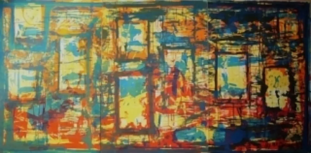 Litografia Huftier - Fenêtre en Rajasthan