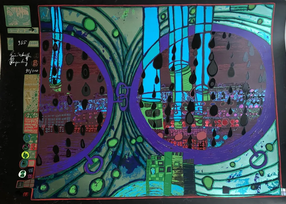 Serigrafia Hundertwasser - A RAINY DAY ON THE REGENTAG