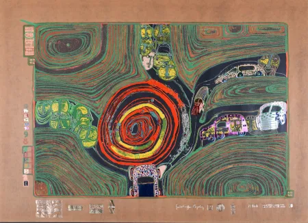 Litografia Hundertwasser - Crusade of the crossroaders, Plate 10, 1970-72