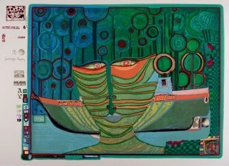Serigrafia Hundertwasser - Kolumbus Regentag in Indien, Plate 6, 1970-72