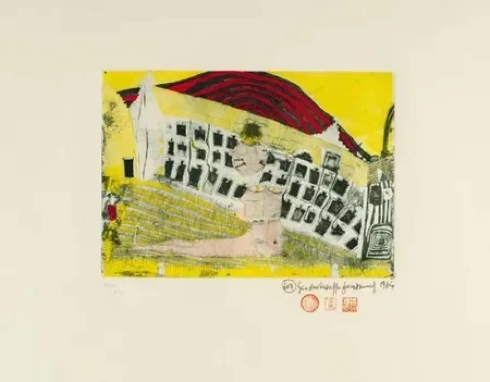Gravura Hundertwasser - Madchenfun in grass (1964)
