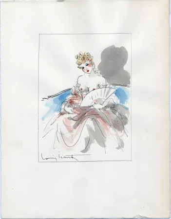 Sem Técnica Icart - AQUARELLE ORIGINALE POUR LA NUIT ET LE MOMENT (1946)