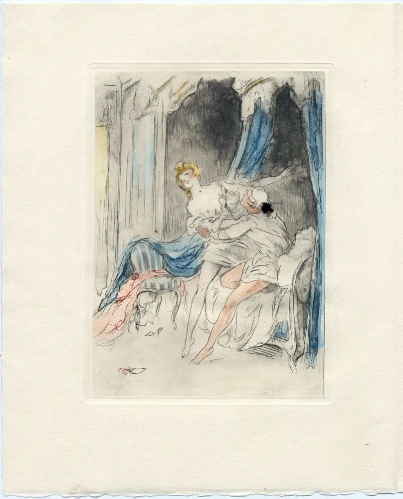 Livro Ilustrado Icart - Crébillon : LA NUIT ET LE MOMENT. 25 eaux-fortes de Louis Icart (1946).