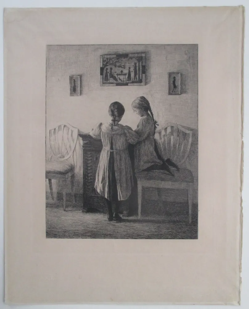 Gravura Ilsted - Interior with two little Girls