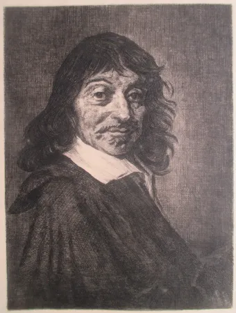 Gravura Ilsted - René Descartes, after the portrait by Frans Hals