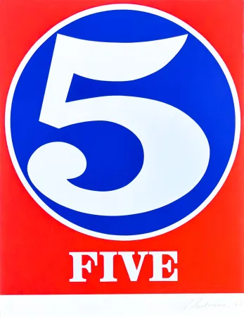 Gravura Indiana - Robert Indiana(1928–2018) - Five, from numbers - Screenprint in colors - 1968