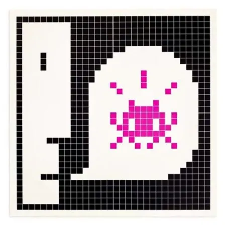 Serigrafia Invader - Alert : System Infected (Magenta)
