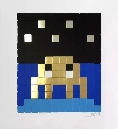 Serigrafia Invader - Space One (Gold)