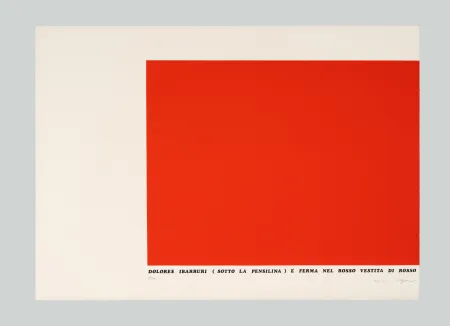 Serigrafia Isgro - Dolores Ibarruri (sotto la pensilina) è ferma nel rosso vestita di rosso