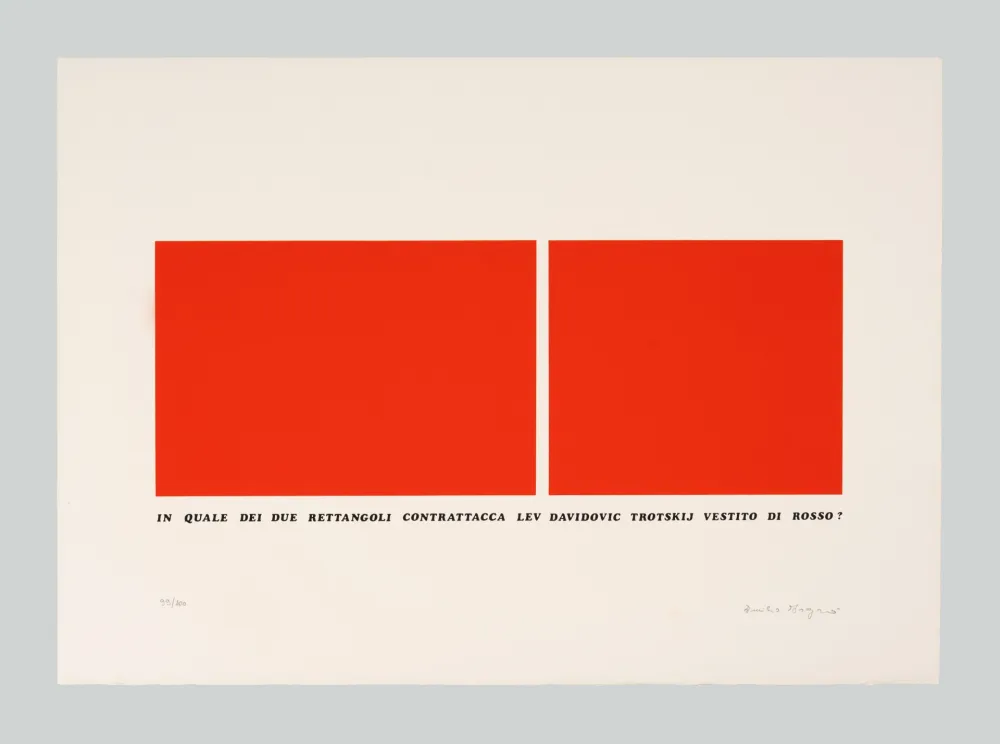 Serigrafia Isgro - In quale dei due rettangoli contrattacca Led Dadidovic Trotskji vestito di rosso?