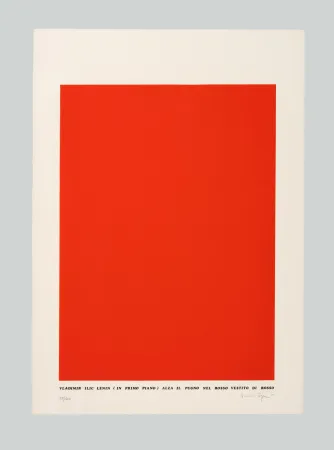 Serigrafia Isgro - Vladimir Ilic Lenin (in primo piano) alza il pugno nel rosso vestito di rosso