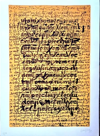 Litografia Isou -  Lettrist composition, Handsigned amd Dated  Lithograph,  1989