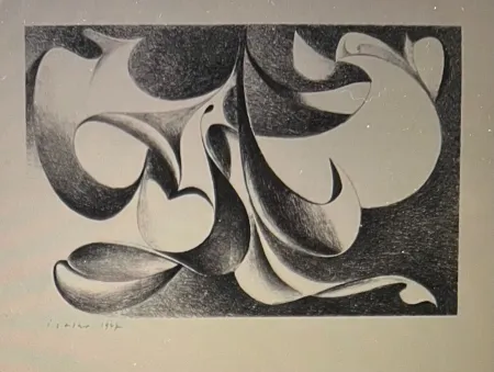 Litografia Istrati - Composition abstraite Rare Lithographie de 1947