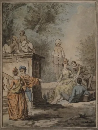 Água-Tinta Janinet - Nach Jean Antoine Watteau (1684-1721). Komödiantenszene 