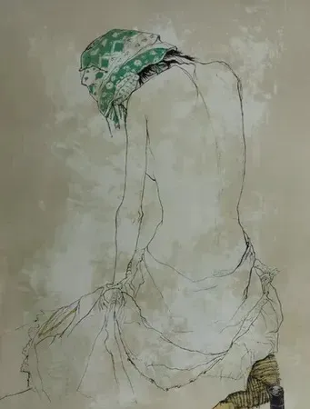 Litografia Jansem - Foulard vert (1993)