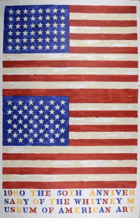 Litografia Johns - Double Flags, The 50th Anniversary of the Whitney Museum of American Art, 1979-1980