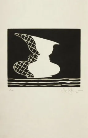 Linogravura Johns - Sun on Six