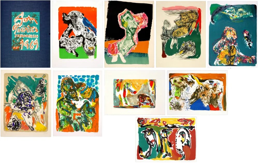 Litografia Jorn - 9 intimités graphoglyptiques