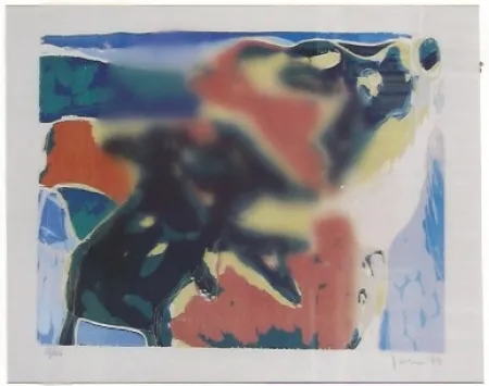 Xilogravura Jorn - Cobra, composición (portafolio Cobra II)