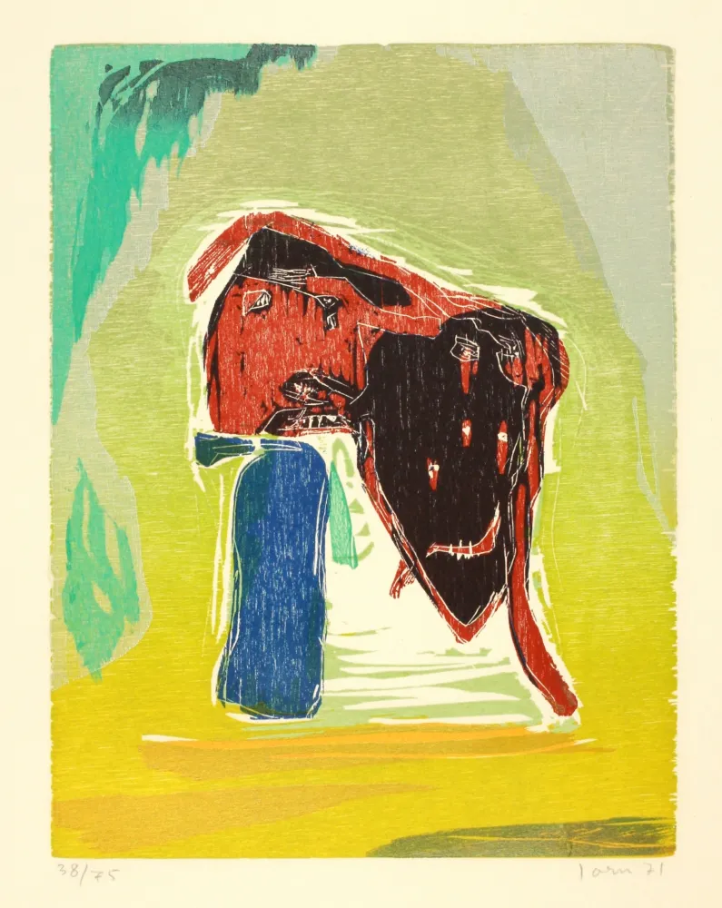 Xilogravura Jorn - Rideau convolant