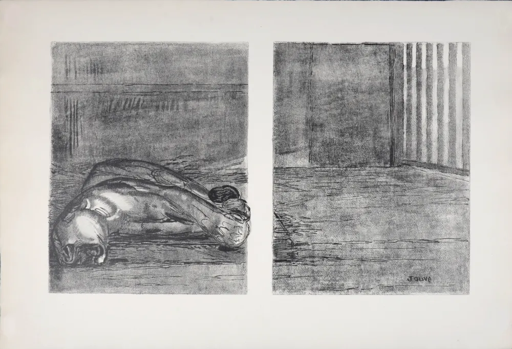 Litografia Jouve - Panthère capturée, 1934.