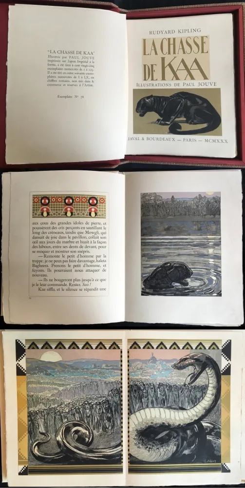 Livro Ilustrado Jouve - Rudyard Kipling : LA CHASSE DE KAA. Illustrations de Paul Jouve (1930)