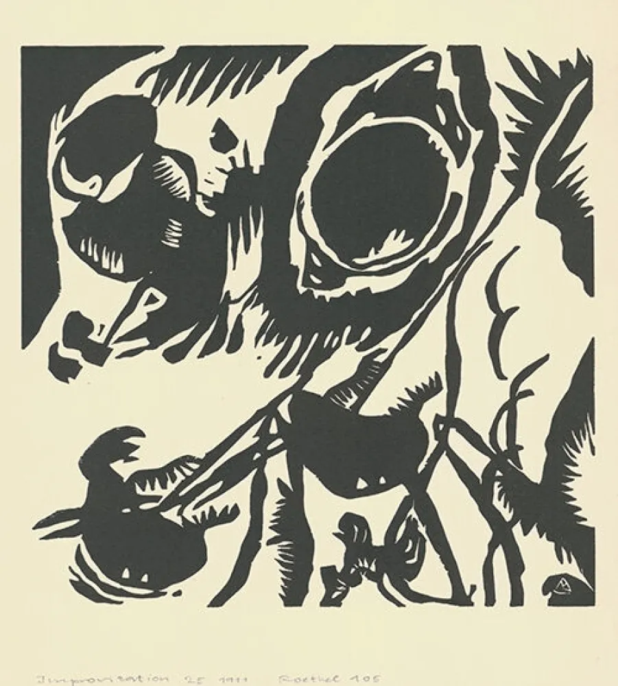 Xilogravura Kandinsky - Motif aus Improvisation 25: The Garden of Love