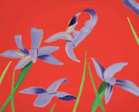 Sem Técnica Katz - Purple Irises on Red