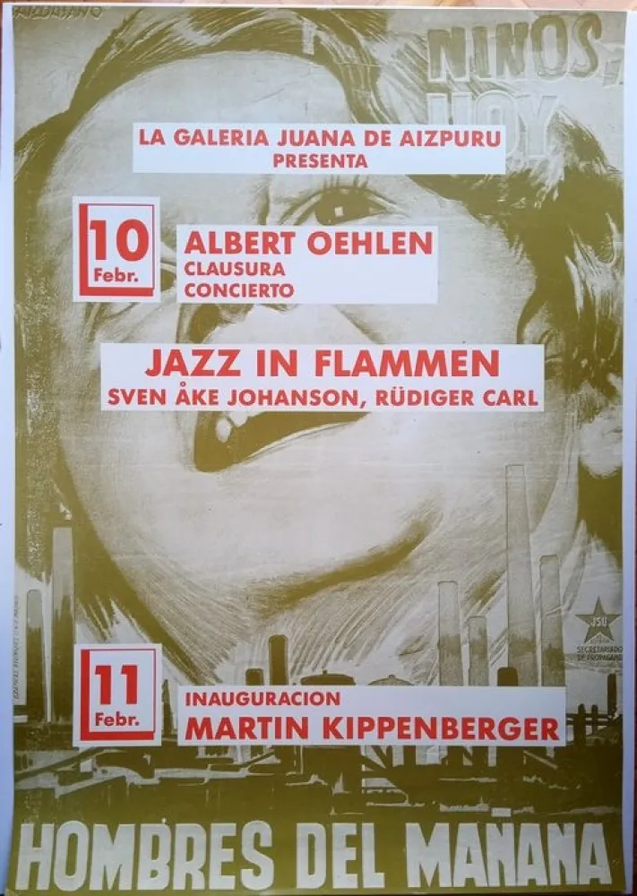 Cartaz Kippenberger - Affiche Jazz in Flammen - Albert Oehlen, closing, concert. 11 Febr. Opening
