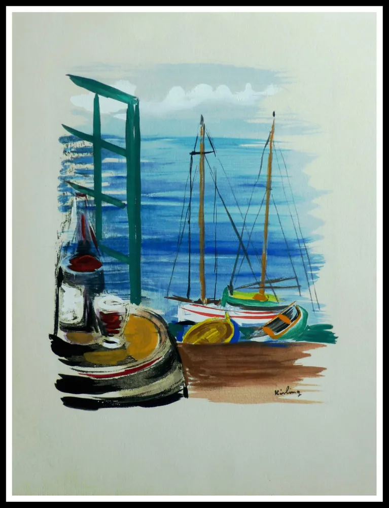 Litografia Kisling - VINS FLEURS & FLAMMES