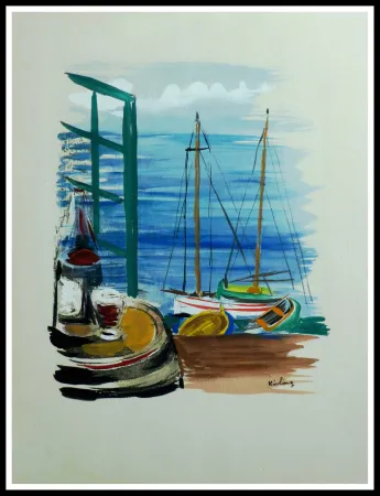 Litografia Kisling - VINS FLEURS & FLAMMES