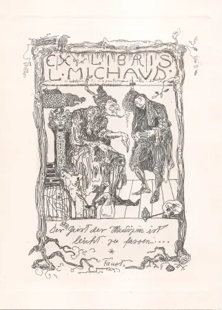 Gravura Klee - Ex Libris L. Michaud