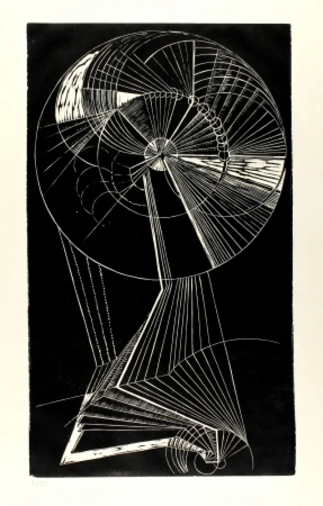 Linogravura Klien,  - Mensch in Bewegung (Moving Person)