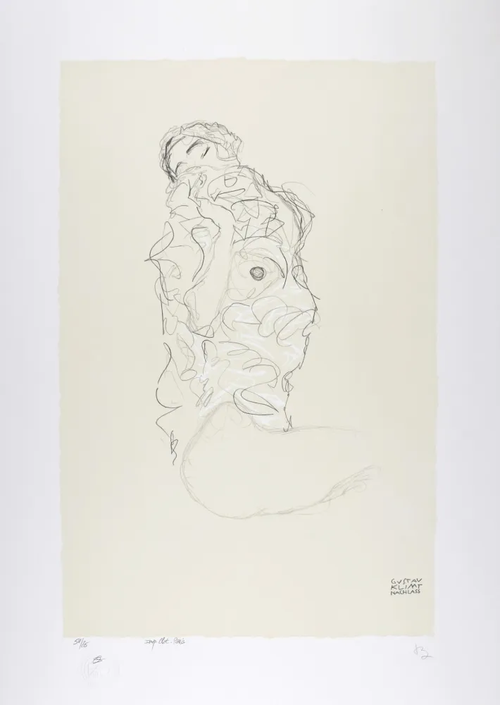 Litografia Klimt - La fille aux yeux fermés, 1917 | The girl with her eyes closed, 1917