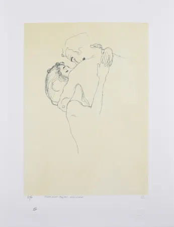 Litografia Klimt - LES AMOUREUX / LOVERS 1904-1905 / Upper bodies of an embracing couple