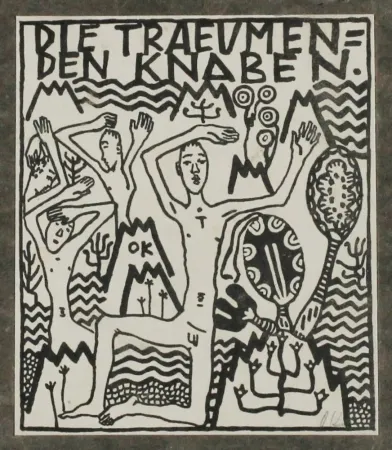 Gravura Kokoschka - Die träumenden Knaben (The Dreaming Boys)