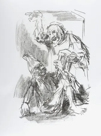 Litografia Kokoschka - Lear and Fool, 1963