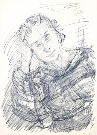 Litografia Kokoschka - Oskar Kokoschka (1886–1980) - Madeleine - Lithograph on paper - 1920