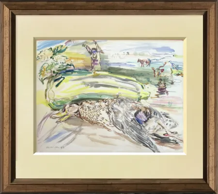 Sem Técnica Kokoschka - Stilllife and landscape Original watercolour on paper