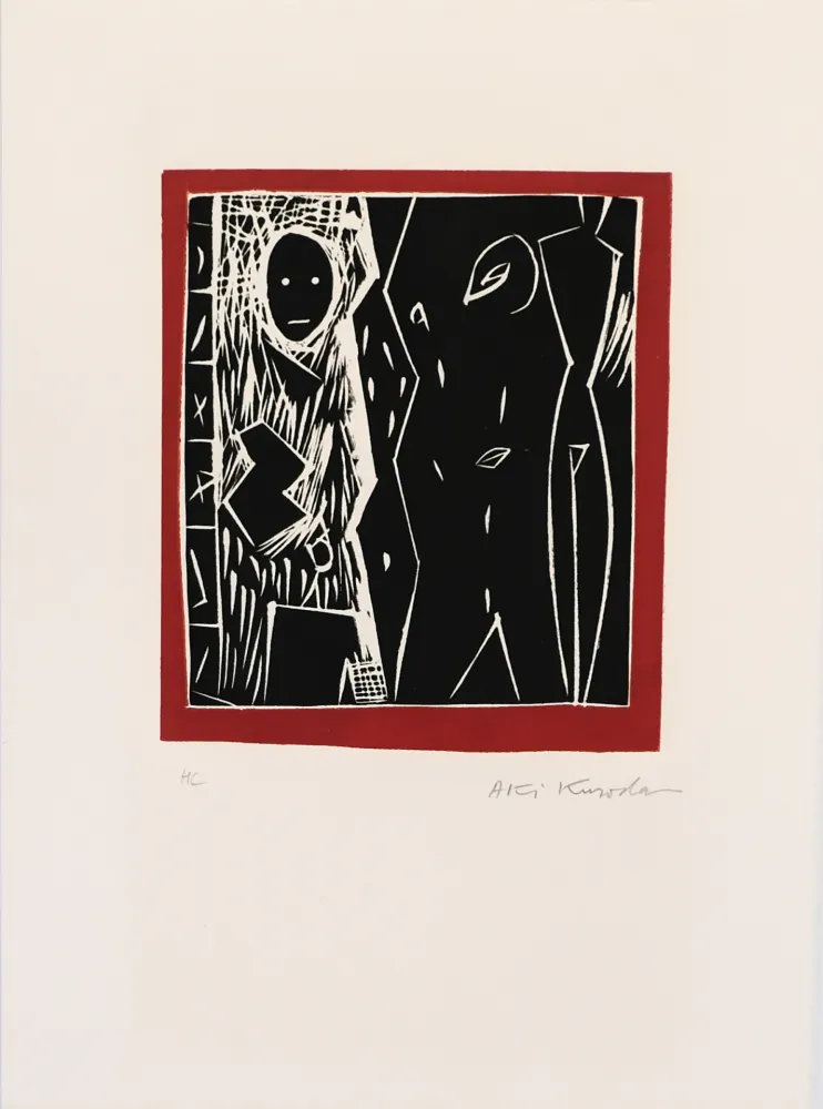 Linogravura Kuroda - Cadre rouge