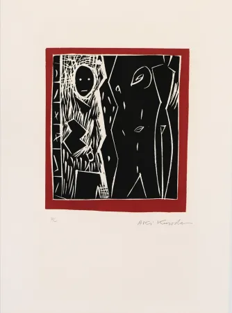 Linogravura Kuroda - Cadre rouge