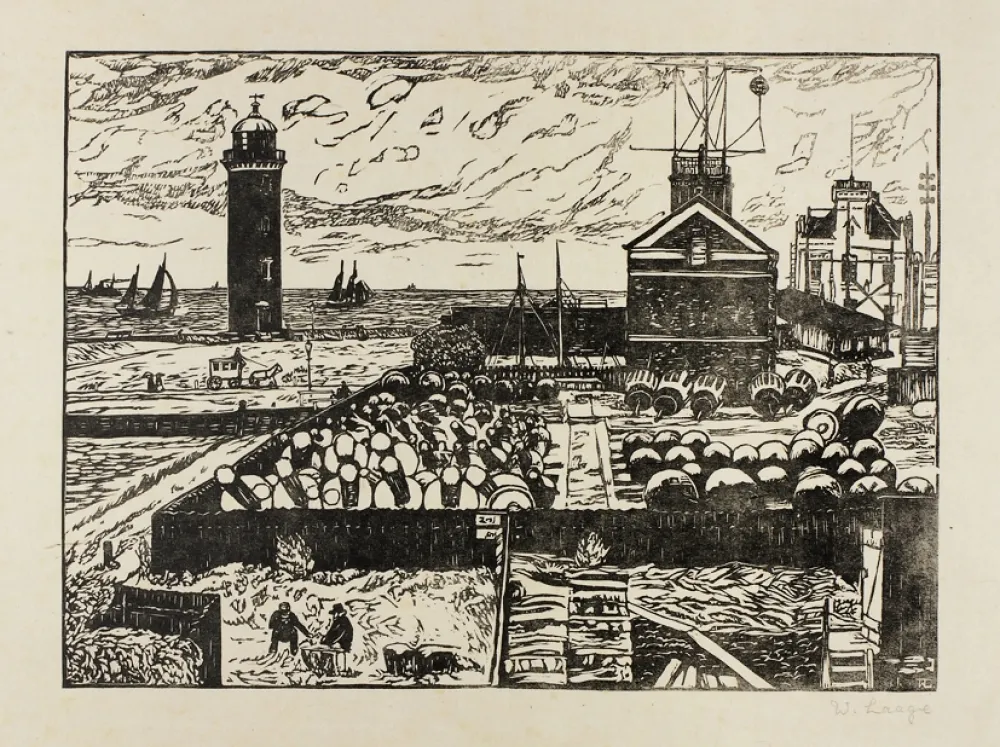 Xilogravura Laage - Beim Leuchtturm (At the Lighthouse)