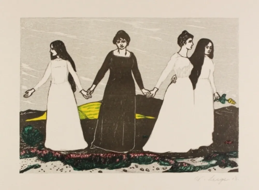 Xilogravura Laage - Sommers Abschied von der Heide