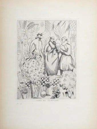 Gravura Laboureur - Chez la Floriste, 1920 